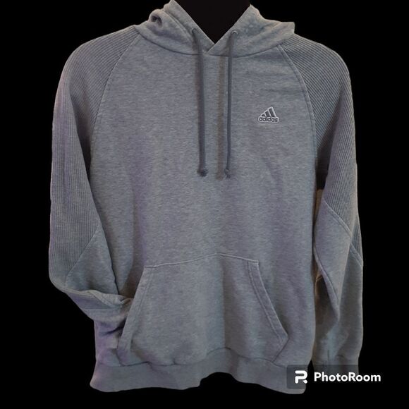 adidas Tops - Ribbed Sleeve, Embroidered logo Adidas Hoodie! oversized